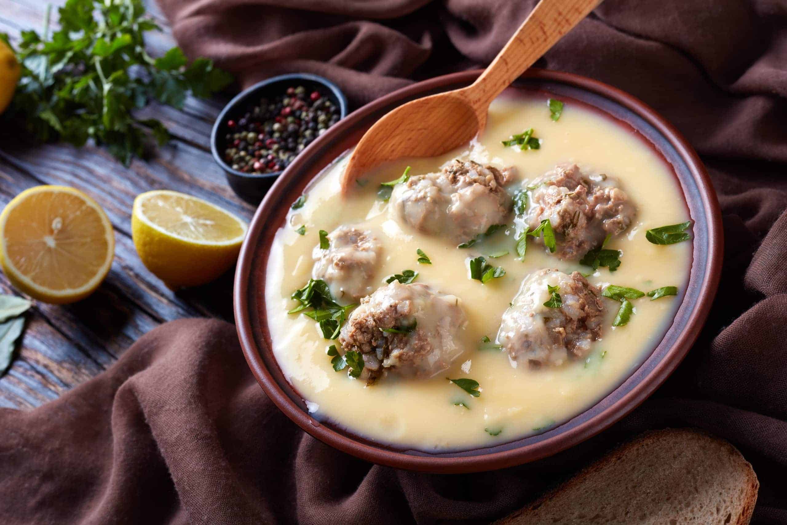 Traditional Greek Meatball Soup (Giouvarlakia/ Youvarlakia) in Egg-lemon sauce recipe